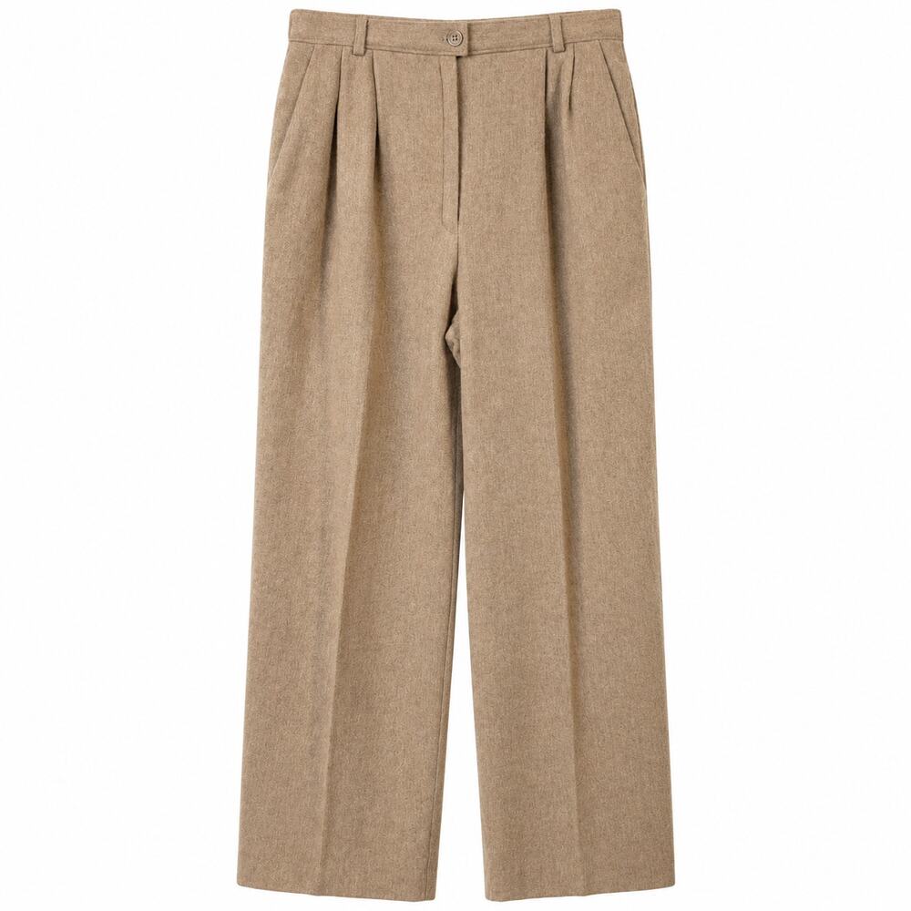 Vintage Pendleton Virgin Wool Pleated Wide Leg Trousers, Camel Tan, Size 10